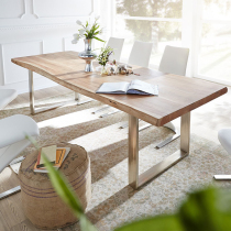 Retro industrial style American loft solid wood desk Conference table Long table Rectangular modern simple wrought iron dining table