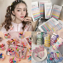Net red color Ya Feng with hairclip candy color flower hair card word small clip girl edge clip headgear