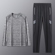 Sports Suit Mens Morning Run Long Sleeves Fitness Clothes Running Speed Dry Loose Clothing Men Casual Dad Summer