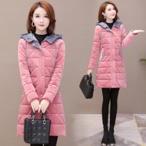High-end thickened down cotton-padded clothing womens long 2021 new winter wear slim temperament slim temperament age age-quilted jacket