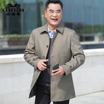 Classic Car 2022 Spring and Autumn New Middle Aged Dad Dress Trench Coat Jacket Top 40 Year Old 50 Mens Coat Lapels