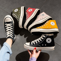 2021 spring and autumn new high-top canvas shoes womens shoes burst wild sneakers summer thin cloth shoes board shoes