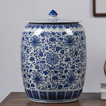 Ceramic rice cylinder household Jingdezhen old rice bucket cylinder cylinder 20 kg 50 kg pack seal anti - insect
