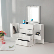 Nordic dust skin care product storage box with mirror large capacity desktop makeup Nail Box wooden multifunctional dressing table
