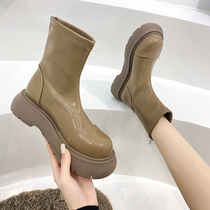  Short tube boots womens spring and autumn 2021 new net red wild Martin boots muffin thick bottom autumn thin short boots trend