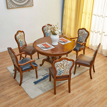 American solid wood multifunctional dining table retractable table small apartment simple dining table square round dual-purpose dining table household table