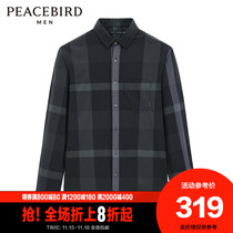 Taiping bird mens long sleeve shirt mens black check shirt 2021 autumn new casual plaid coat tide