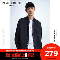 Taiping bird mens summer mens long sleeve shirt loose Korean trend shirt casual fashion top ins
