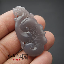 Qinghai material double-sided carved Ruyi pendant pendant pendant Hetian Jade smoke jade dragon head fish Ruyi Jade padded Jade neck decoration