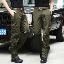Outdoor leisure military green pants mens loose wear-resistant tooling pants mountaineering camping camouflage pants straight tube spring and autumn