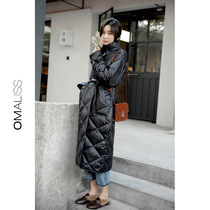 Winter thin 2021 New Diamond down jacket women long tide ins explosive white duck down loose jacket