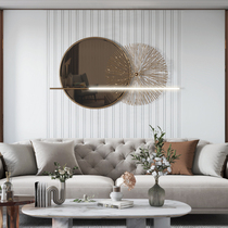 European style sofa background wall round hanging decoration living room with light metal decoration bedroom handmade custom iron wall decoration