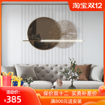 European style sofa background wall round hanging decoration living room with light metal decoration bedroom handmade custom iron wall decoration