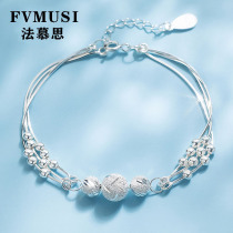 Double-layer transfer beads sterling silver female ins niche gift Mori light luxury simple bracelet summer birthday to girlfriend girlfriends