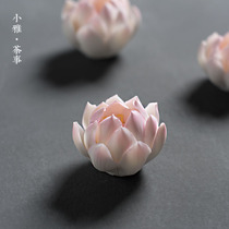  Creative hand-kneaded ceramic lotus tea ceremony Incense holder Incense holder tea play handmade porcelain tea mat Tea pet decoration ornaments