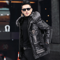 Parker men 2021 Winter new long mink fur fur coat hooded sheep leather leather men