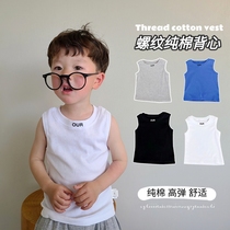 Boy macaron vest solid color 2021 summer new baby breathable sleeveless top Korean Child Base shirt