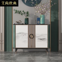 Light luxury green rock board dining side cabinet Living room entry new Chinese style painted entrance cabinet high-end modern simple corridor aisle