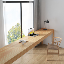 Simple solid wood flat plate long desk drawer table narrow table pine long table against Wall computer table