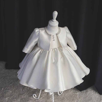 Baby one year old dress Princess dress girl foreign flower child wedding autumn and winter childrens piano performance dress