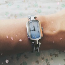 Spot second hair 9 1 new ex-Soviet antique mechanical watch Blue gradient rectangle literary niche watch for women