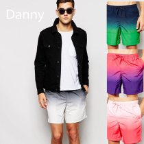 Mens seaside quick-drying gradient large size loose beach pants Large pants Swimming pants four-point casual shorts Hot spring tide