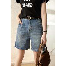 KZ225012MG] Xiaohan Pavilion free and easy handsome legs thin fashionable Bermuda comfortable denim shorts