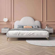 Nordic light luxury technology cloth cloud children 1 5 meters 1 2 meters single bed modern simple small apartment soft bag bedside