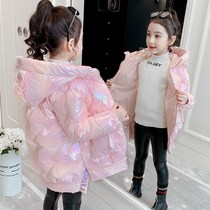Girls 2021 Winter clothing bright cotton-padded winter new childrens down cotton-padded jacket and velvet coat tide