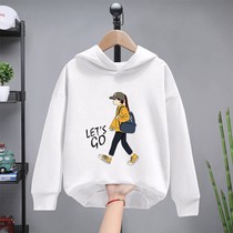 Girls spring hooded clothes in big children wide loose version of coat 2021 new little girl foreign style clothes Spring and Autumn Tide