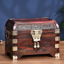 Fengmu Chinese wedding jewelry box with lock large capacity mahogany jewelry storage box solid wood dressing box ancient style
