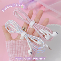 Couple models ins wind wired headphone cable anti-break wire winder protective cover suitable for Apple 13 Huawei vivo Xiaomi OPPO universal colorful earphone repair winding wire protection line