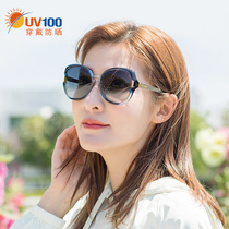 UV100 large frame sunglasses 2021 new ladies polarized drive slim box Korean sunglasses 20325