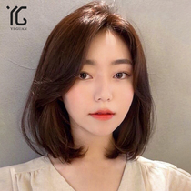  Wig Female short hair Full real hair headgear Natural hair Real hair horoscopes bangs Middle clavicle Middle long hair headgear