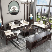New Chinese solid wood sofa Ukim wood small family style guest hall furniture villa upscale winter and summer dual-use full solid wood whole