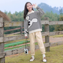 Girls sweater autumn winter clothing 2021 foreign atmosphere children children Spring and Autumn girls plus velvet padded base shirt coat tide