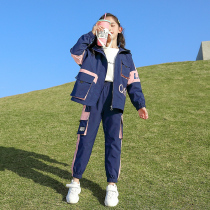 Girl Spring Clothing Suit 2022 Ocean Qi New CUHK Child Spring Autumn Girl 12 Year 15 Sports Two Sets Eben