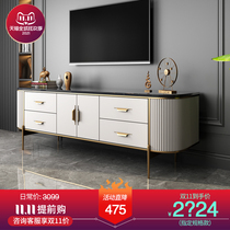 2021 new modern light luxury TV cabinet combination Hong Kong style living room simple marble coffee table TV floor cabinet
