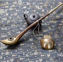 Brass pipe thickened copper retro metal smoking gun dry smoke bag antique old-fashioned portable one smoking set