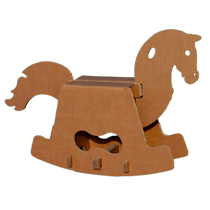 Corrugated cardboard childrens Trojan hand-assembled educational toy rocking horse graffiti painted baby gift props horse