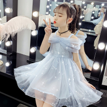 Girls dress with dress for summer dress 2022 new childrens clothes Summer Ocean Princess Leia dress in Korean version Love Sher dress