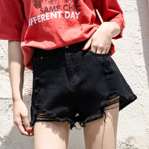  Denim shorts womens summer 2021 new loose black high waist thin white thin a-line hot pants tide ins