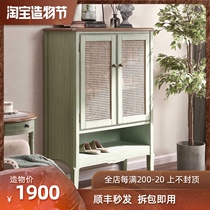 American Rattan shoe cabinet Household door one-piece wall solid wood entrance door entrance cabinet storage large capacity small apartment type