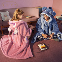  Stizai couple pajamas Winter nightgown female coral velvet pajamas female can wear home clothes hooded mens pajamas