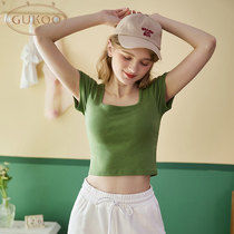 Gukoo fruit shell sling womens spring and summer womens collar is thin womens short-sleeved sexy womens inner top spring and summer fresh