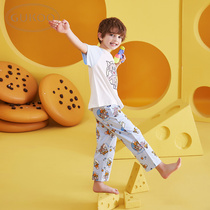 Gukoo Fruit shell cat and mouse Spring and summer boys pajama set Childrens pajamas Baby cartoon home clothes