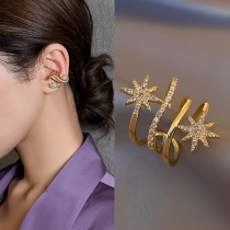 Eight-manging star-ear clip without earbuds and womens small crowdsourced personality single triple earbone clip Korean temperament net red earrings