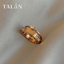 Tallan large zircon titanium steel double-layer ring female light luxury fashion high-grade personality ring non-adjustable food ring