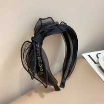 Advanced sense bow headgear hair hoop fashion small fragrant wind Joker out head hoop net lace hair accessories