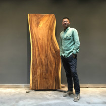 Solid Wood Large Plate Owner Desk Industrial Wind Designer Bench Meeting Table Walnuts Wood Desk Log Tea Table